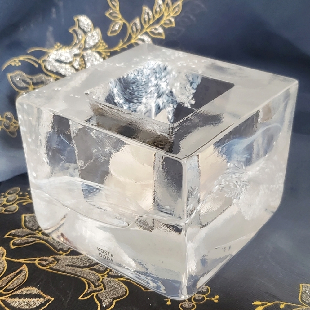 Elegant Clear Glass Decorative Candle T-lite/ Votive Holder By Kosta Boda